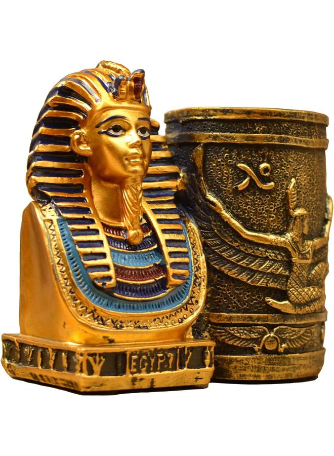 Bluejw Ancient Egypt Pen Holder, Egyptian Pencil Holder King Pharaoh, Office Pen Cup Organizer for Desk, Pencil Cup Storage Containers - Image 2