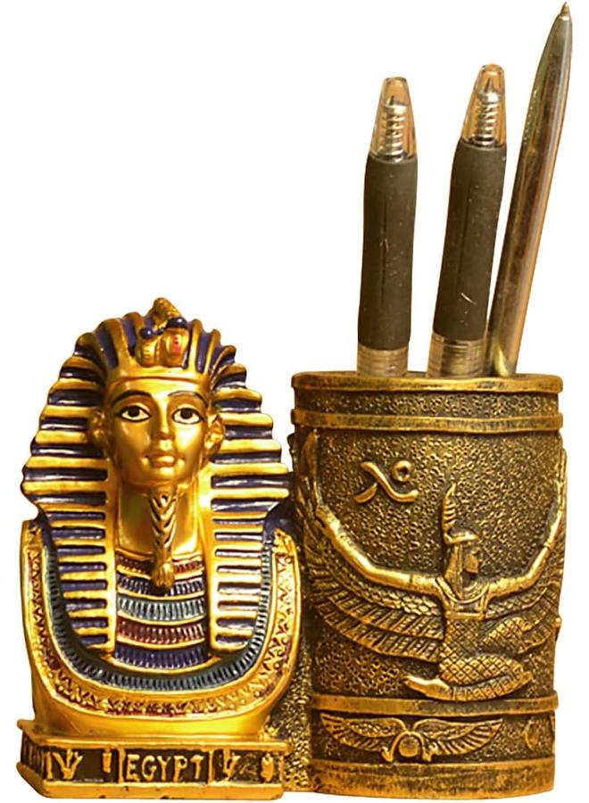 Bluejw Ancient Egypt Pen Holder, Egyptian Pencil Holder King Pharaoh, Office Pen Cup Organizer for Desk, Pencil Cup Storage Containers - Image 1
