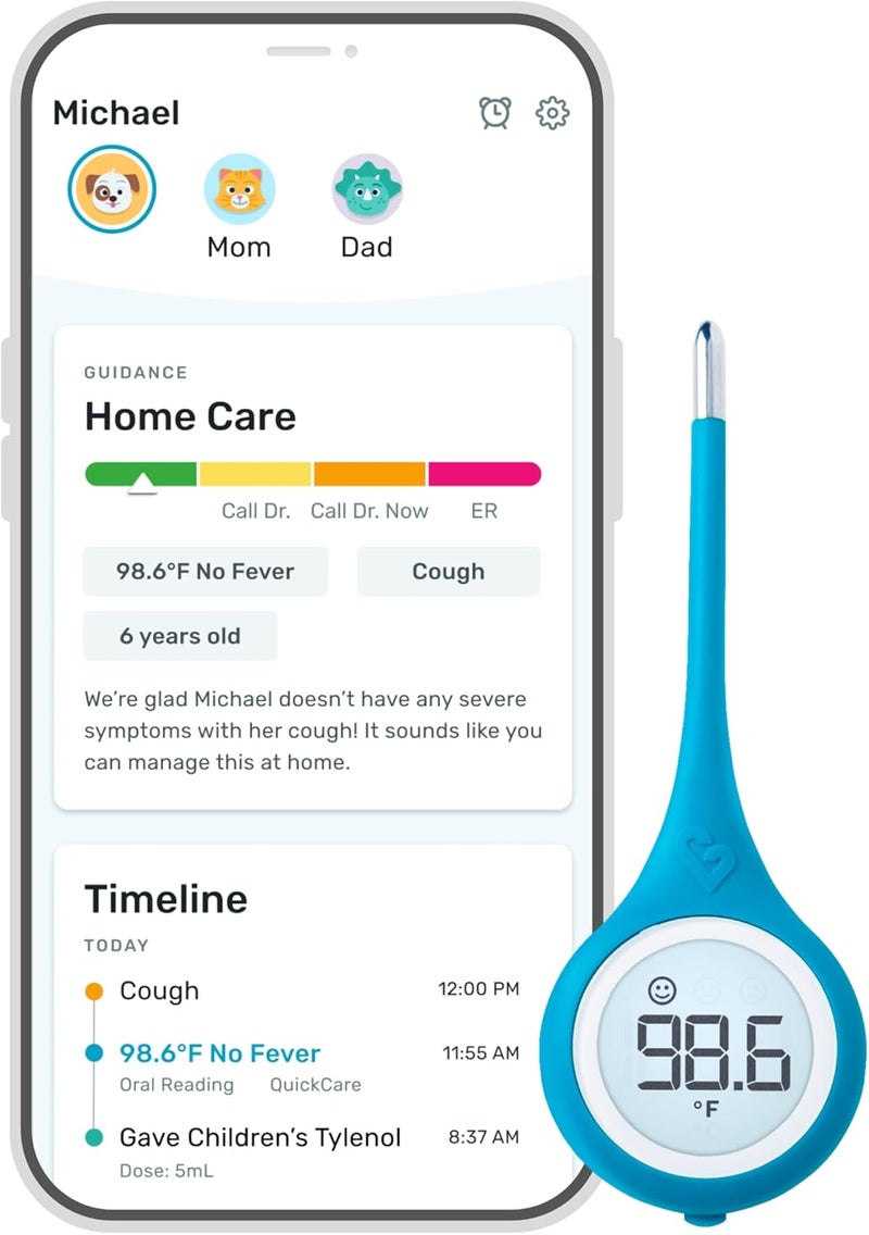 Smart,Fever, Digital Medical Baby, Kid and Adult Termometro - Accurate, Fast, FDA Cleared Thermometer for Oral, Armpit or Rectal Temperature Reading - QuickCare - Image 1