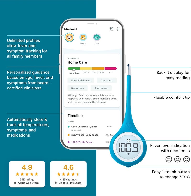Smart,Fever, Digital Medical Baby, Kid and Adult Termometro - Accurate, Fast, FDA Cleared Thermometer for Oral, Armpit or Rectal Temperature Reading - QuickCare - Image 4