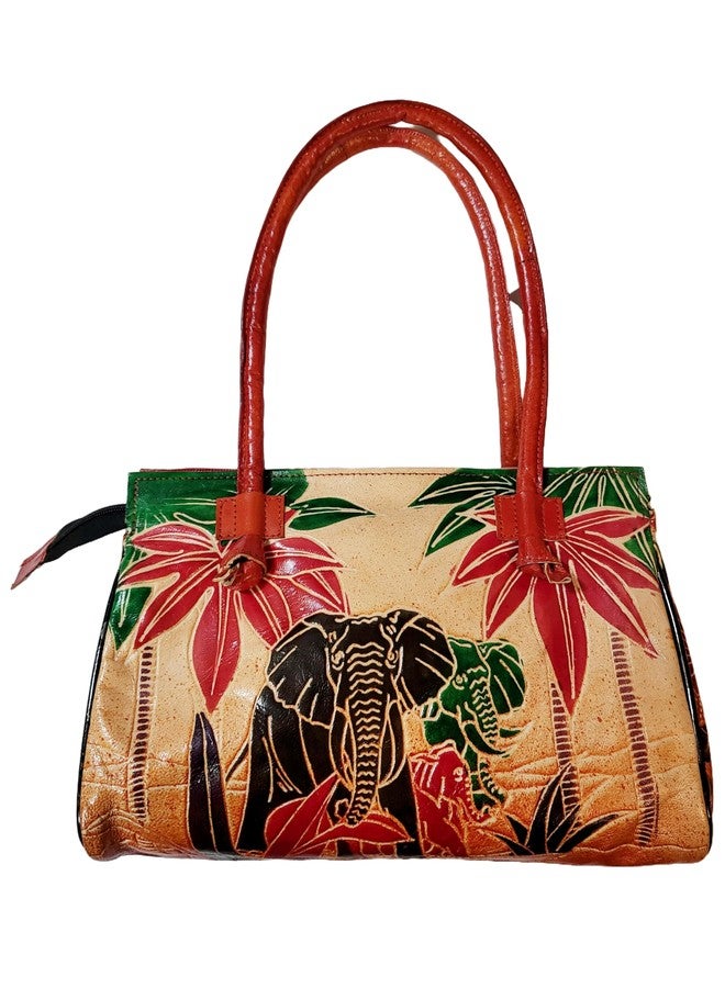 CLASSIQUE Shantiniketan Leather Large shoulder bag 10 x 8 inch Safari Elephant - Image 1