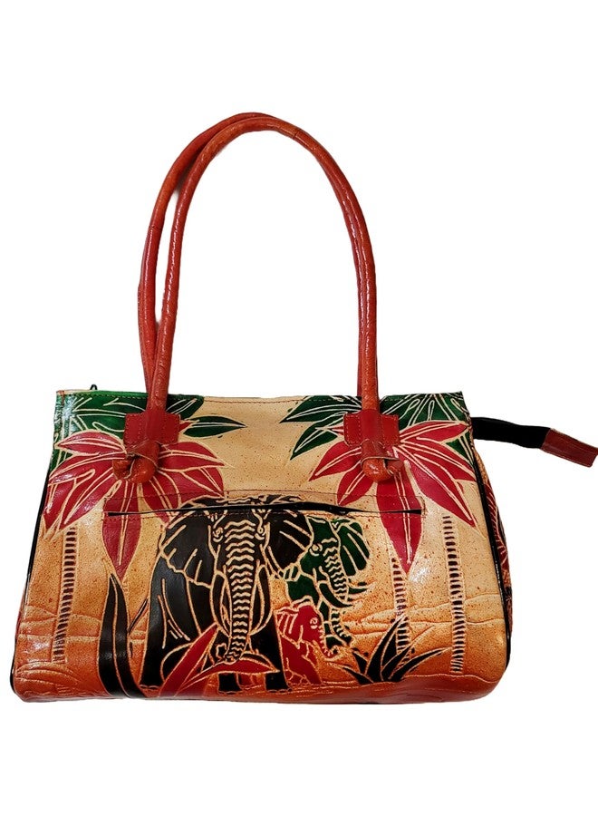 CLASSIQUE Shantiniketan Leather Large shoulder bag 10 x 8 inch Safari Elephant - Image 3