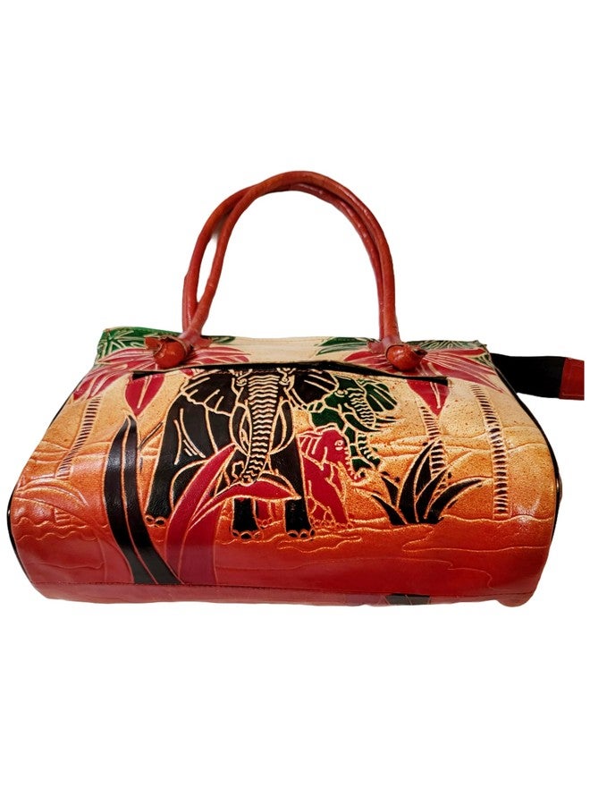 CLASSIQUE Shantiniketan Leather Large shoulder bag 10 x 8 inch Safari Elephant - Image 4