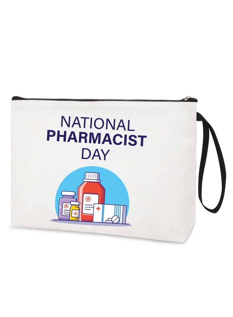 PRINTSHOP4ME Pharmacist Day Cosmetic Bags with Zipper Portable Multipurpose Cosmetic Pouch or Pharmacy Bag suitable Graduation Gift for Medical Students (Design 2 ) 