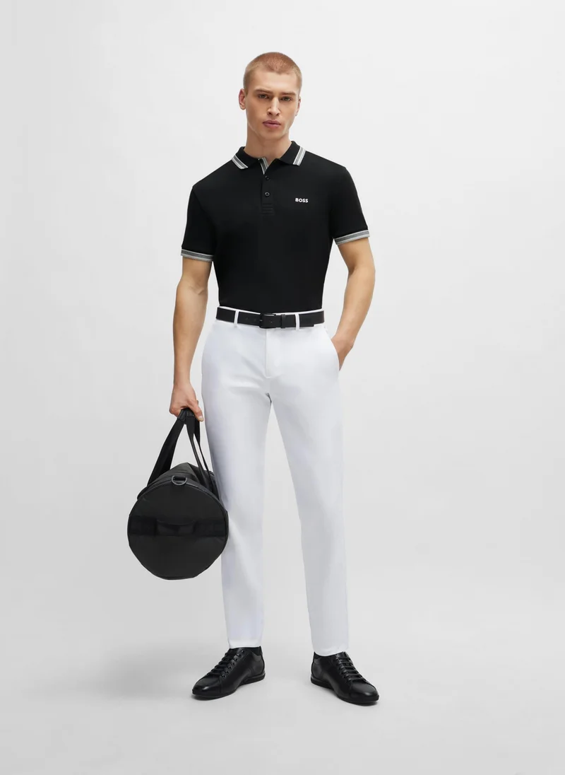 BOSS Cotton-piqué Paddy polo shirt with contrast logo