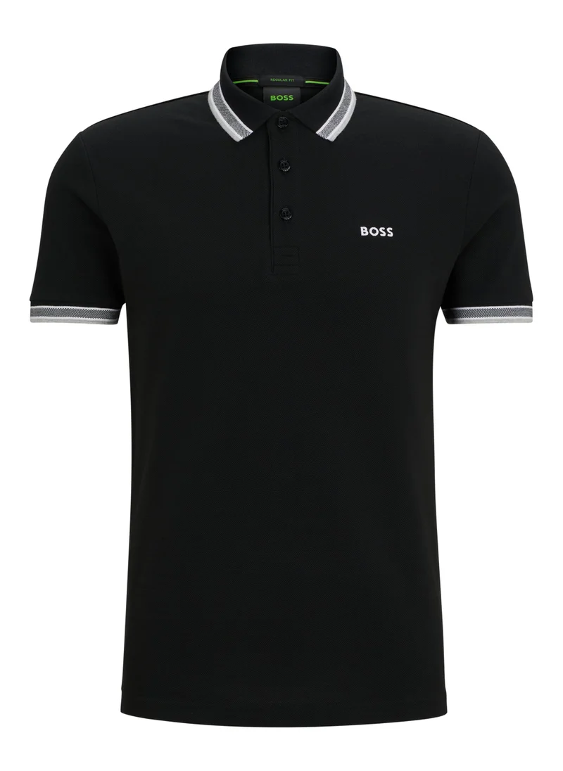 BOSS Cotton-piqué Paddy polo shirt with contrast logo