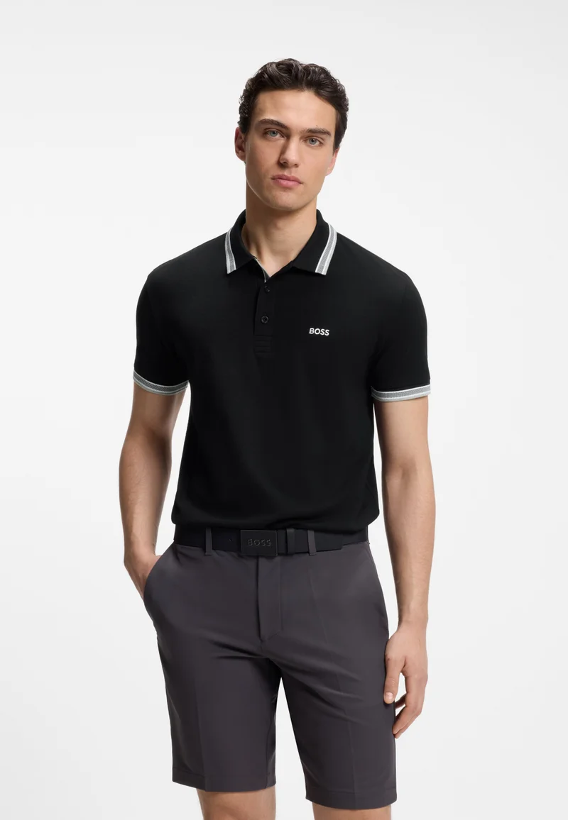 بوس قميص بولو قطن بي كيه مع شعار متباين