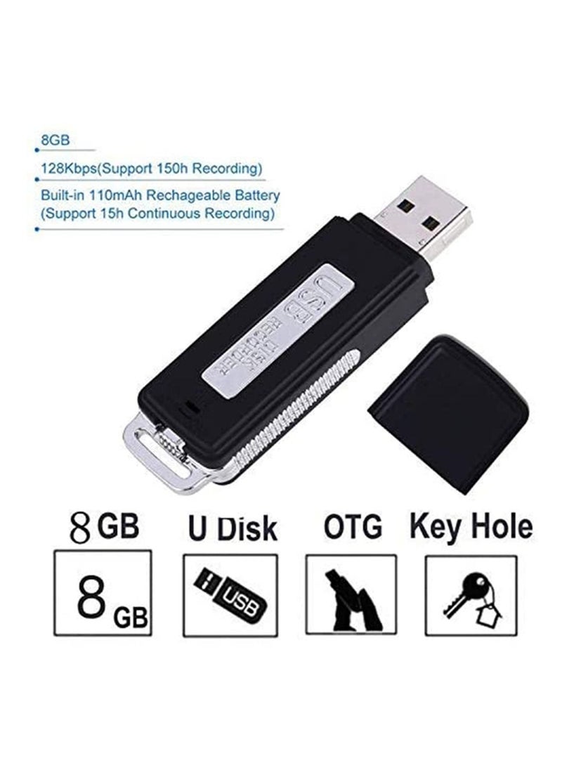Generic - 8GB Voice Recorder Rechargeable Mini USB Voice Recorder USB Flash Drive Voice Activated Recorder Dictaphone 150 Hours File Capacity - Image 1