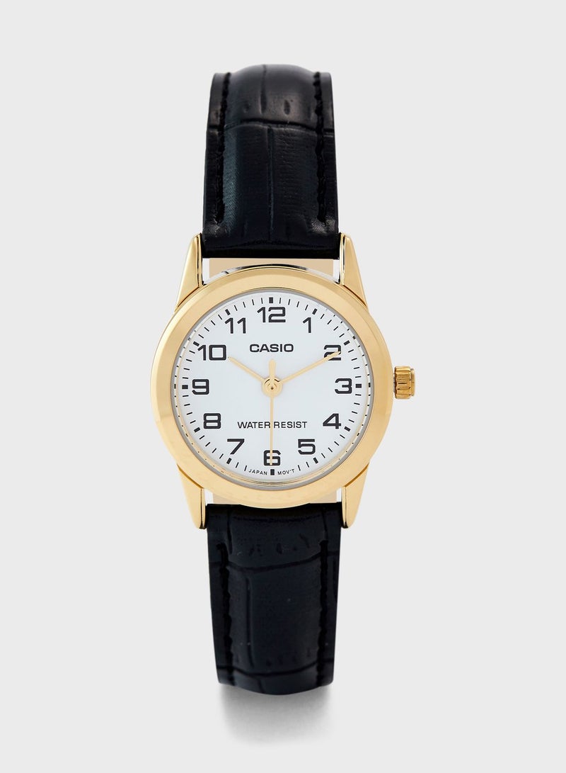 CASIO Leather Strap Analog Watch - Image 1