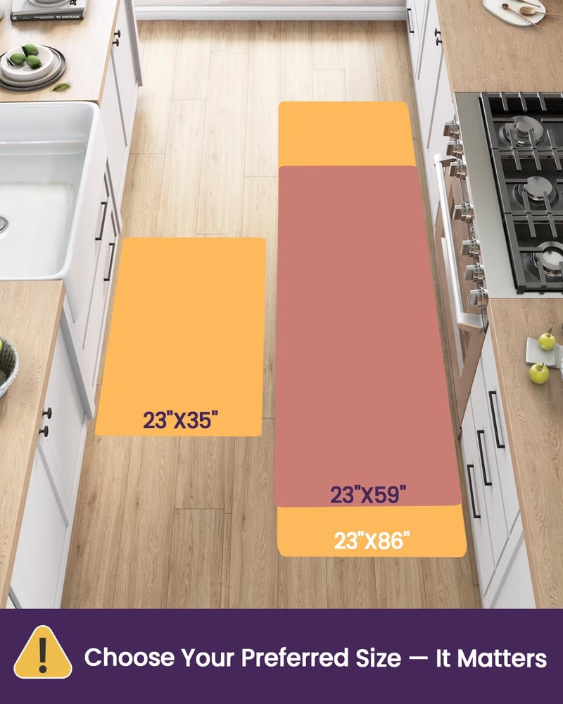 DEXI Kitchen Mats for Floor Cushioned, 23x86 Extra Large Long Runner Rug Non Slip, Waterproof Soft Comfort Standing Padded Anti Fatigue Decorative, Brown Beige - Image 2