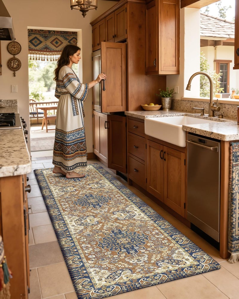 DEXI Kitchen Mats for Floor Cushioned, 23x86 Extra Large Long Runner Rug Non Slip, Waterproof Soft Comfort Standing Padded Anti Fatigue Decorative, Brown Beige - Image 4