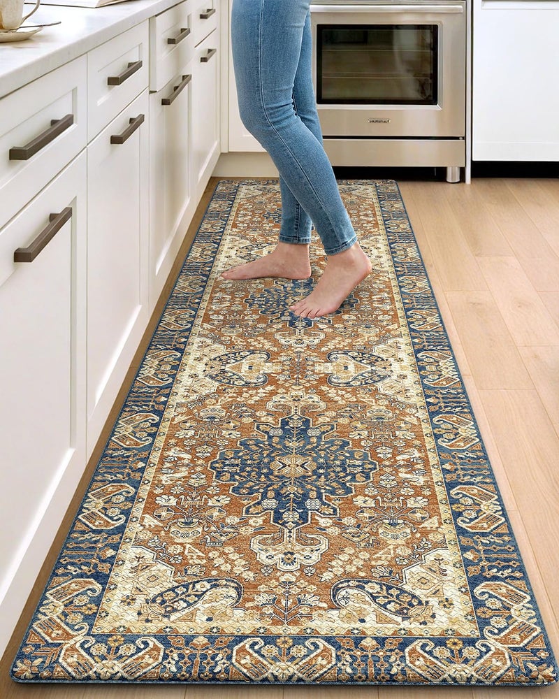 DEXI Kitchen Mats for Floor Cushioned, 23x86 Extra Large Long Runner Rug Non Slip, Waterproof Soft Comfort Standing Padded Anti Fatigue Decorative, Brown Beige - Image 1