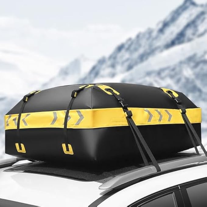 rayihni Car Rooftop Cargo Carrier Bag, Heavy Duty Car Roof Bag Waterproof Without Rack, 15 Cubic Car Roof Bag for All Vehicle with/Without Rack, Anti-Tear Anti-Slip Mat, Luggage Lock, 6 Door Hooks - Image 1
