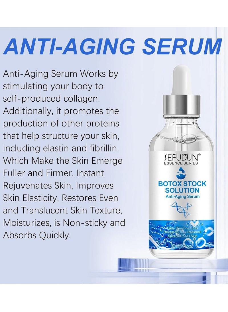 Sefudun - Botox Stock Solution Facial Serum Botox Stock Anti Aging Serum for Face Instant Face Tightening Botox Reduce Fine Lines Wrinkles Boost Skin Collagen Hydrate and Plump Skin Face Serum 30ml - Image 1