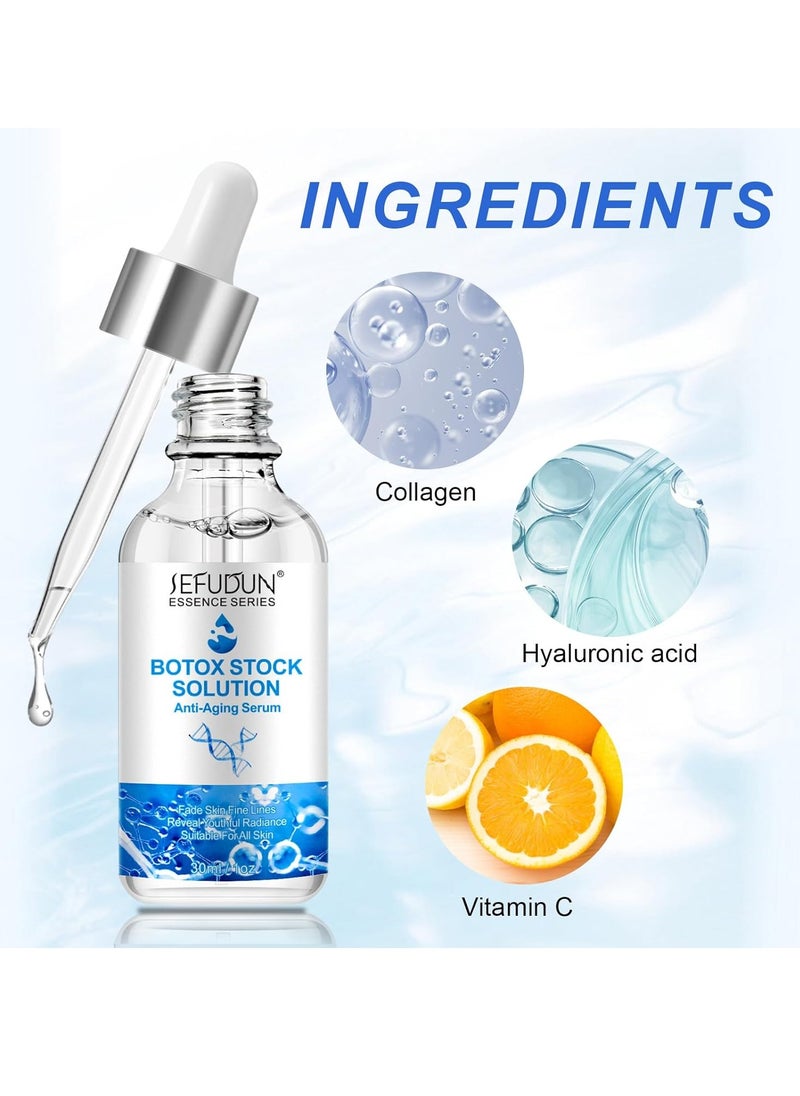 Sefudun - Botox Stock Solution Facial Serum Botox Stock Anti Aging Serum for Face Instant Face Tightening Botox Reduce Fine Lines Wrinkles Boost Skin Collagen Hydrate and Plump Skin Face Serum 30ml - Image 1
