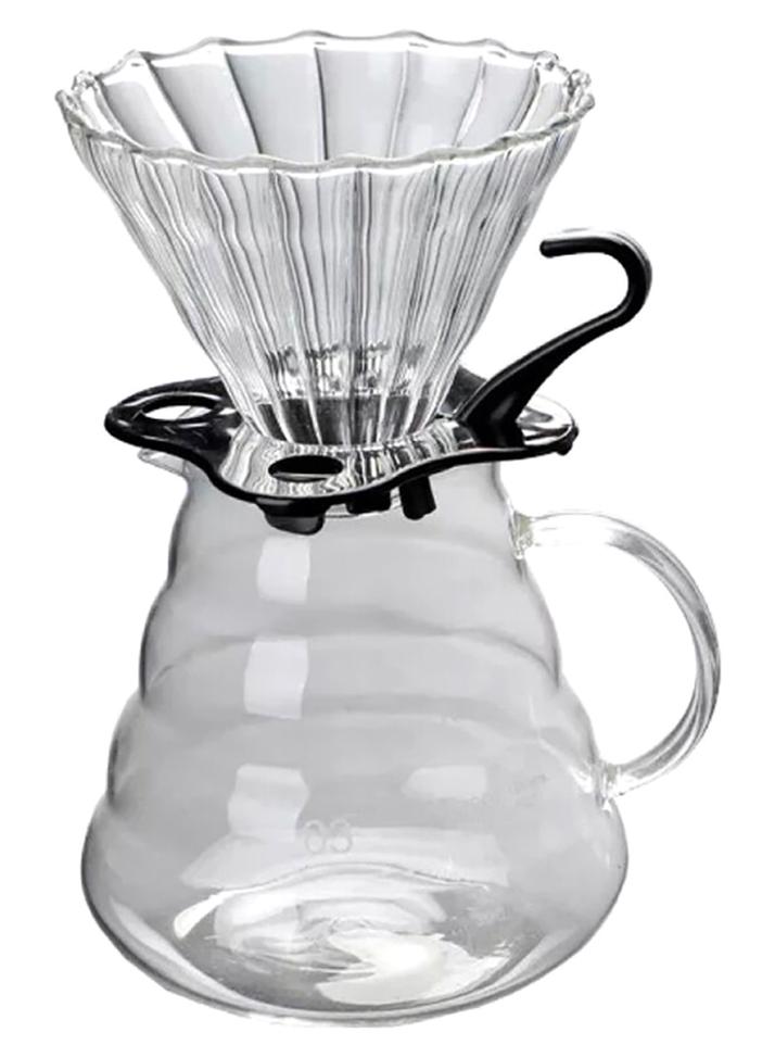 Toshionics V60 Manual Coffee Share Pot With Filter Glass Clear - Image 1