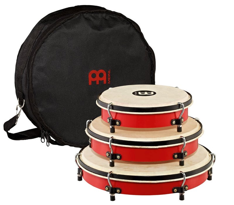 Meinl Percussion مجموعة الطبول التقليدية من مينل بيركشن PL-SET مع حقيبة: 8 و 10 و 12 بوصة، أحمر - Image 1