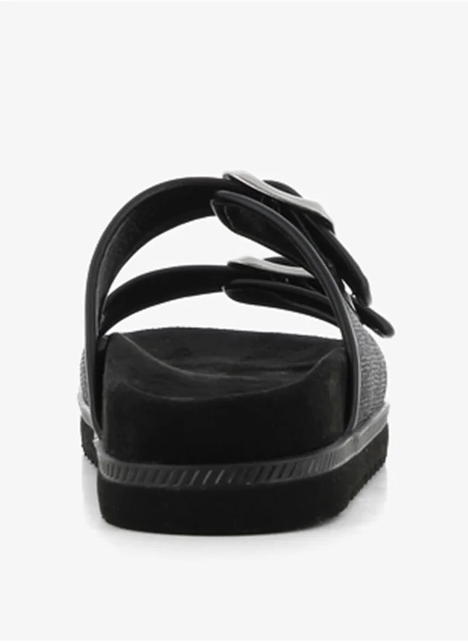 SJ Women's Buckle Detail Slip-On Sandals