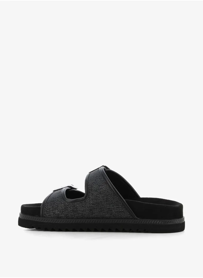 SJ Women's Buckle Detail Slip-On Sandals