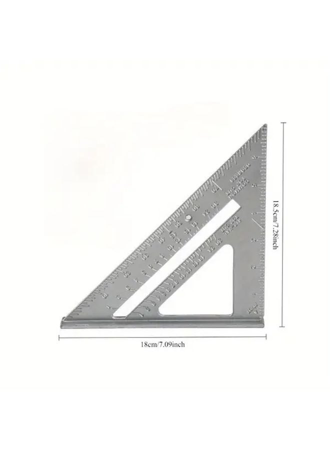 7 Inch Aluminum Alloy Triangle Ruler 45 Degree Angle Square Silvery Precision Markings - Image 5