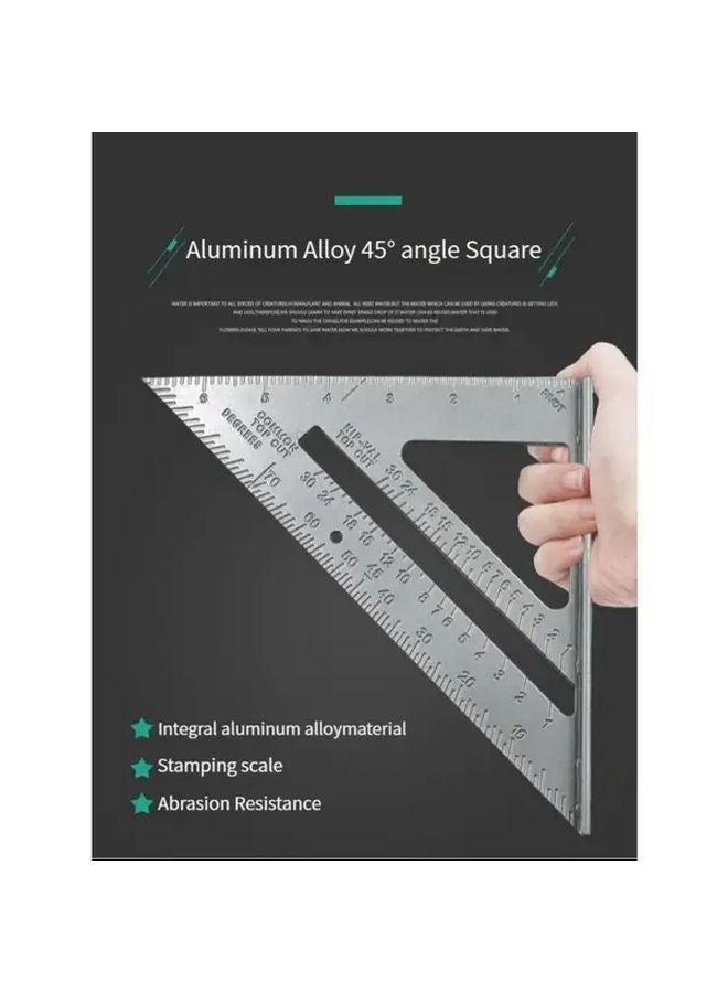 7 Inch Aluminum Alloy Triangle Ruler 45 Degree Angle Square Silvery Precision Markings - Image 2