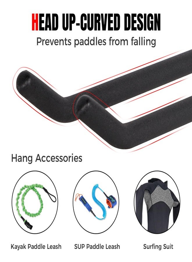 Lingvum Kayak Paddle Storage Rack Wall Mount, Garage Oars Holder Hold Up To 6 Paddles For Kayak, Sup Board, Canoe, Dragon Boat Paddles, With Non-Scratch Grip - Image 4