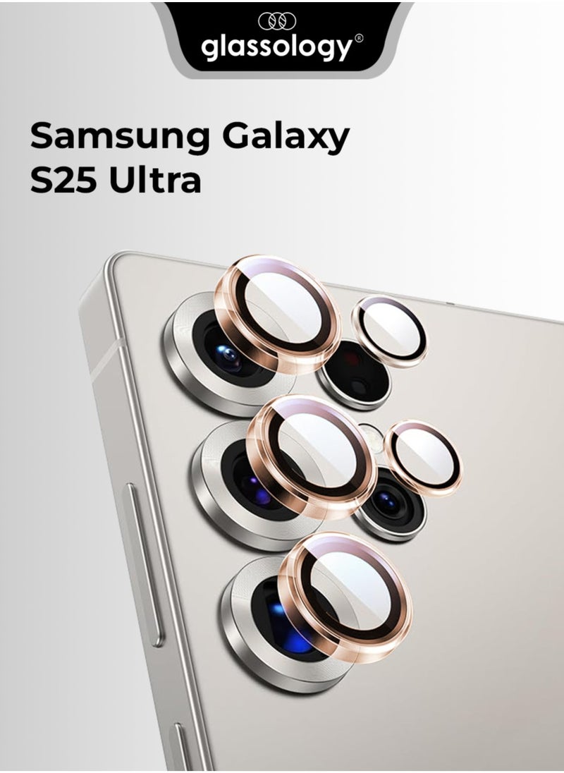 glassology Samsung Galaxy S25 Ultra Camera Lens Guard, Shatterproof, High Transparency, Case Friendly design, Premium Tempered Glass, Ensure durability and clarity. Gold  - Image 1