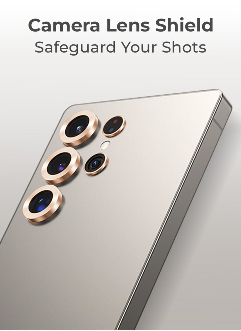 glassology Samsung Galaxy S25 Ultra Camera Lens Guard, Shatterproof, High Transparency, Case Friendly design, Premium Tempered Glass, Ensure durability and clarity. Gold  - Image 3