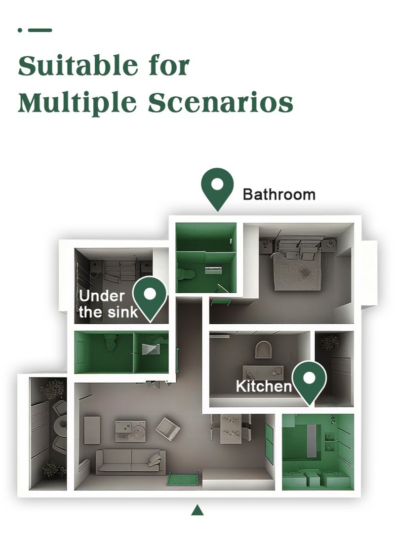 ميرتينج سجادة حمام غير قابلة للانزلاق، قطعتان، سجاد حمام رقيق للغاية بظهر مطاطي، مناسب أسفل الباب، سريع الجفاف، فائق الامتصاص، قابل للغسل، سجادة حمام، سجادة دش لأرضية الحمام وحوض الاستحمام، 60×40 سم، أخضر - Image 3