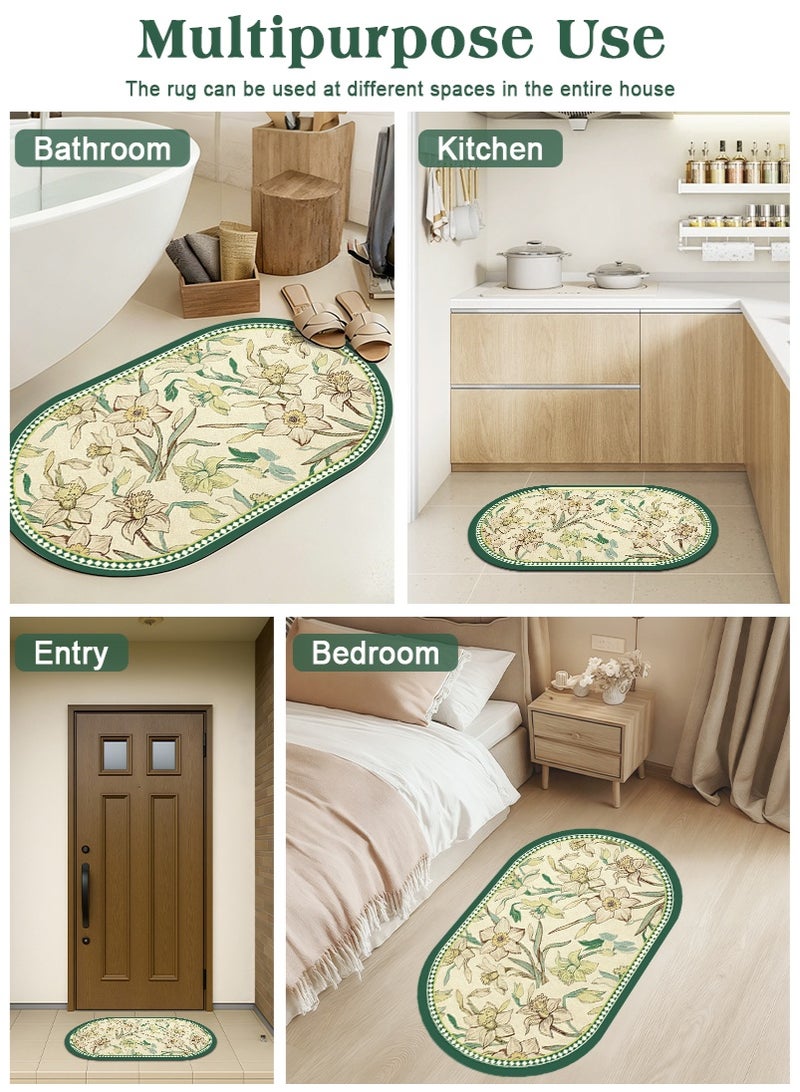 ميرتينج سجادة حمام غير قابلة للانزلاق، قطعتان، سجاد حمام رقيق للغاية بظهر مطاطي، مناسب أسفل الباب، سريع الجفاف، فائق الامتصاص، قابل للغسل، سجادة حمام، سجادة دش لأرضية الحمام وحوض الاستحمام، 60×40 سم، أخضر - Image 5