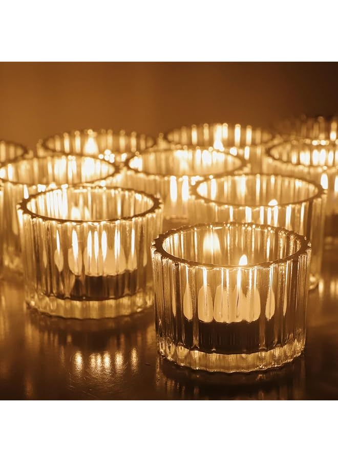The Bros Clear Tealight Candle Holder Set of 12, Clear Glass Tealight Candle Holders for Wedding Party, Tea Light Candles Holder Bulk for Home Decor - Image 1