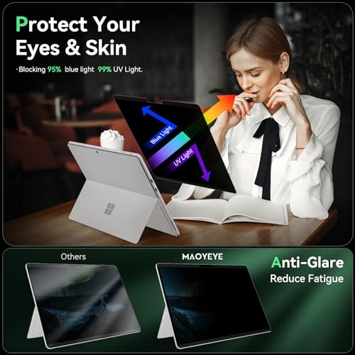 Mao Yeye Magnetic Privacy Screen Protector for Surface Pro 11/10/9/8/X -13 Inch Anti Glare Filter, Anti Blue Light Film, Removable Shield Microsoft Surface Pro 9 Accessories, Matte Bubble Free Guard - Image 4