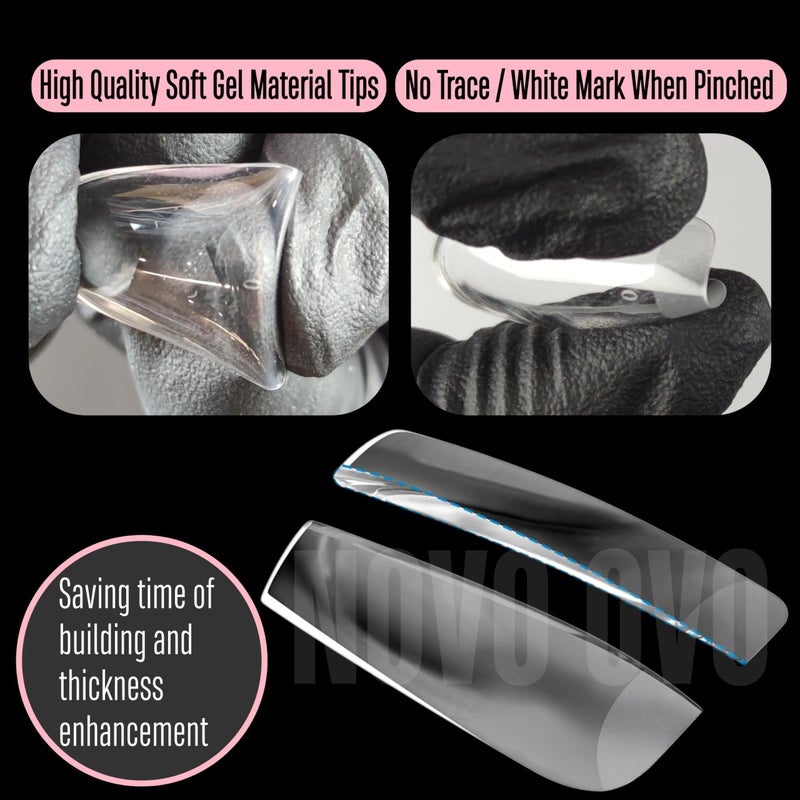 NOVO OVO Extra Thick Almond Nail Tips Press on Natural Curve, Medium Soak Off Soft Gel Fake Nail Extension, Full Cover Matte Cuticle False Nails for Acrylic French, Salon DIY x 14 Sizes 336 pcs - Image 3