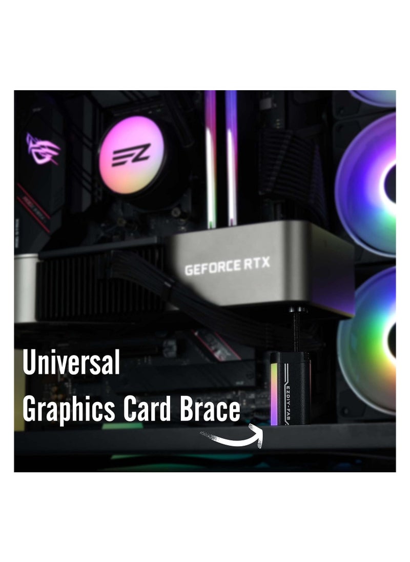 Captaintech Adjustable GPU Support Bracket with 5V 3PIN ARGB Lighting, Aluminum Graphics Card Holder, Telescopic Design for Video Card Sag Prevention, Height Adjustable GPU Brace.  - Image 2