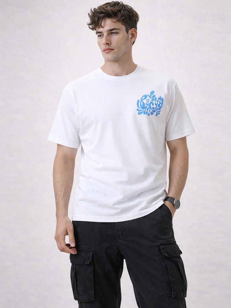 ستاتس كوو طبعة ظهر بنفش وظهر تيشيرت أبيض كبير الحجم - Image 3