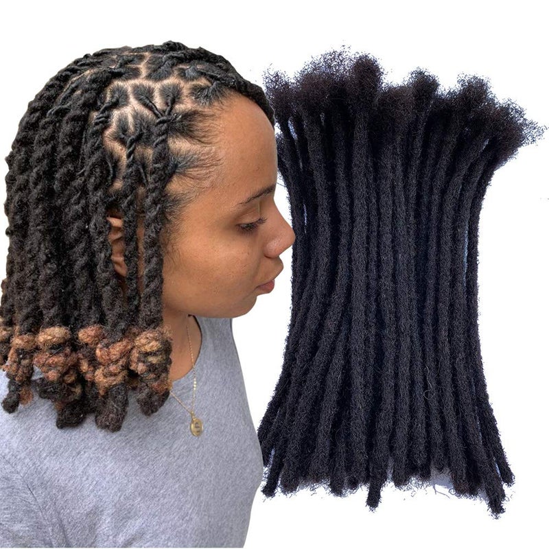 YONNA Human Hair Microlocks Sisterlocks Dreadlocks Extensions 60Locs Full Handmade Width 04cm 14inch Natual Black 1B
