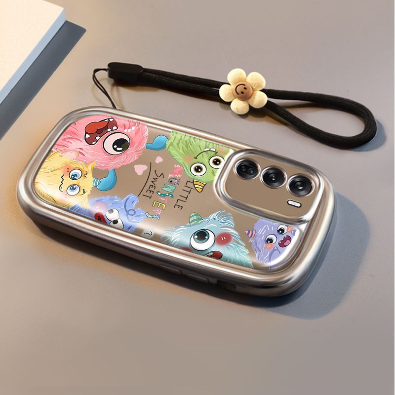 Silicone Phone Case with Lanyard for OPPO Reno 12 and Reno 11 Pro – Shockproof Air Cushion Protection for Women - Image 2