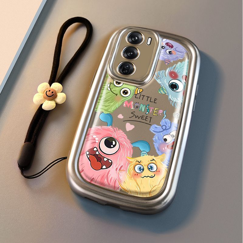 Silicone Phone Case with Lanyard for OPPO Reno 12 and Reno 11 Pro – Shockproof Air Cushion Protection for Women - Image 3