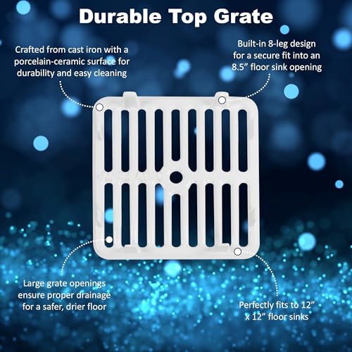 GSW Cast Iron Porcelain Floor Sink Top Grate with Ceramic Surface FS-TF, 9-⅜” x 9-⅜” x 1-¼” - Perfect for Restaurant, Bar, Buffet (Full Size) - Image 3