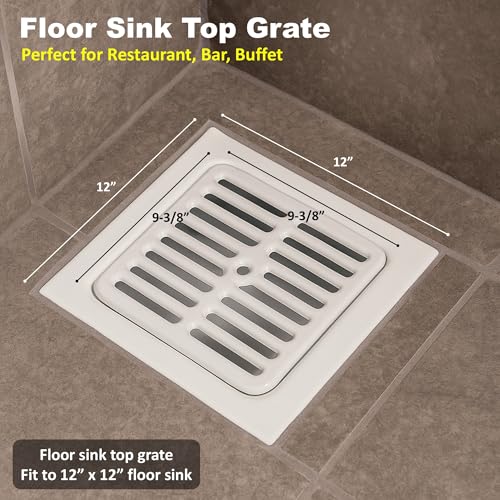 GSW Cast Iron Porcelain Floor Sink Top Grate with Ceramic Surface FS-TF, 9-⅜” x 9-⅜” x 1-¼” - Perfect for Restaurant, Bar, Buffet (Full Size) - Image 4