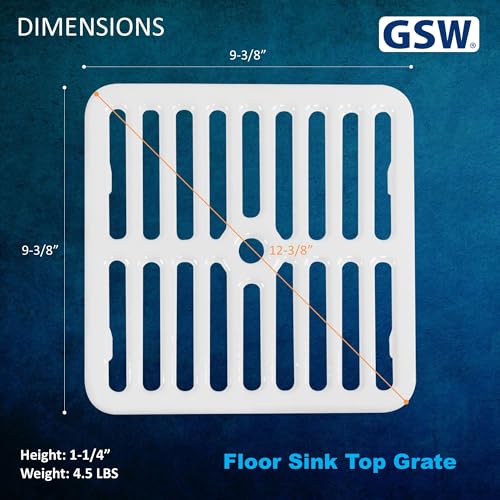 GSW Cast Iron Porcelain Floor Sink Top Grate with Ceramic Surface FS-TF, 9-⅜” x 9-⅜” x 1-¼” - Perfect for Restaurant, Bar, Buffet (Full Size) - Image 2