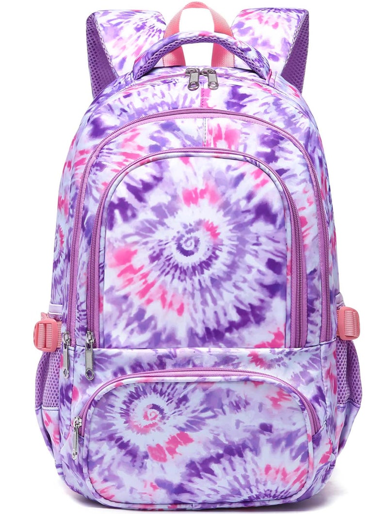 BLUEFAIRY Kids Backpack for Girls Elementary Primary Middle School Bag for Aged 8-10 for Teens Childs Bookbag Back to School Bag Mochilas Escolares para NiÃƒÂ±as de 7 8 9 10 Tie-dye Purple - Image 1