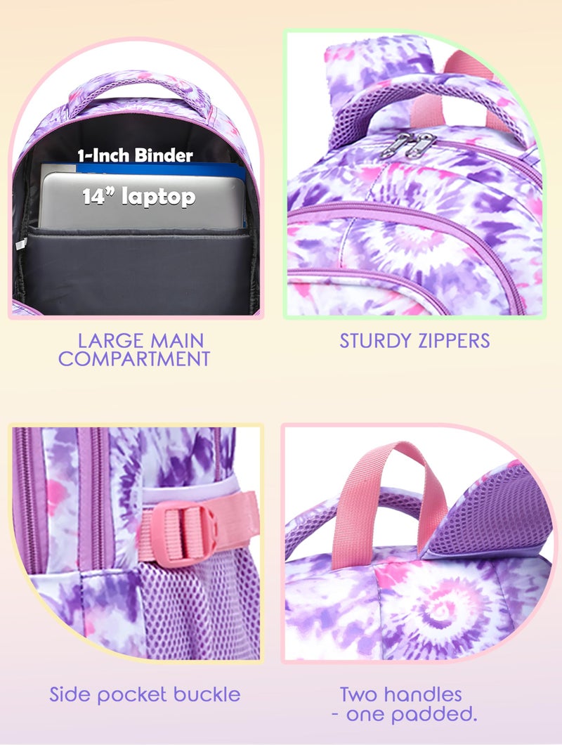 BLUEFAIRY Kids Backpack for Girls Elementary Primary Middle School Bag for Aged 8-10 for Teens Childs Bookbag Back to School Bag Mochilas Escolares para NiÃƒÂ±as de 7 8 9 10 Tie-dye Purple - Image 5