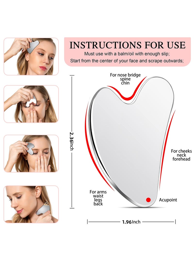 RTYY - Stainless Steel Gua Sha Facial Tools, Metal Guasha Scraping Massage Tool, Face Sculpting Tool，Lymphatic Drainage Massage Scraper for Face, Eyes, Neck, Body - Image 1