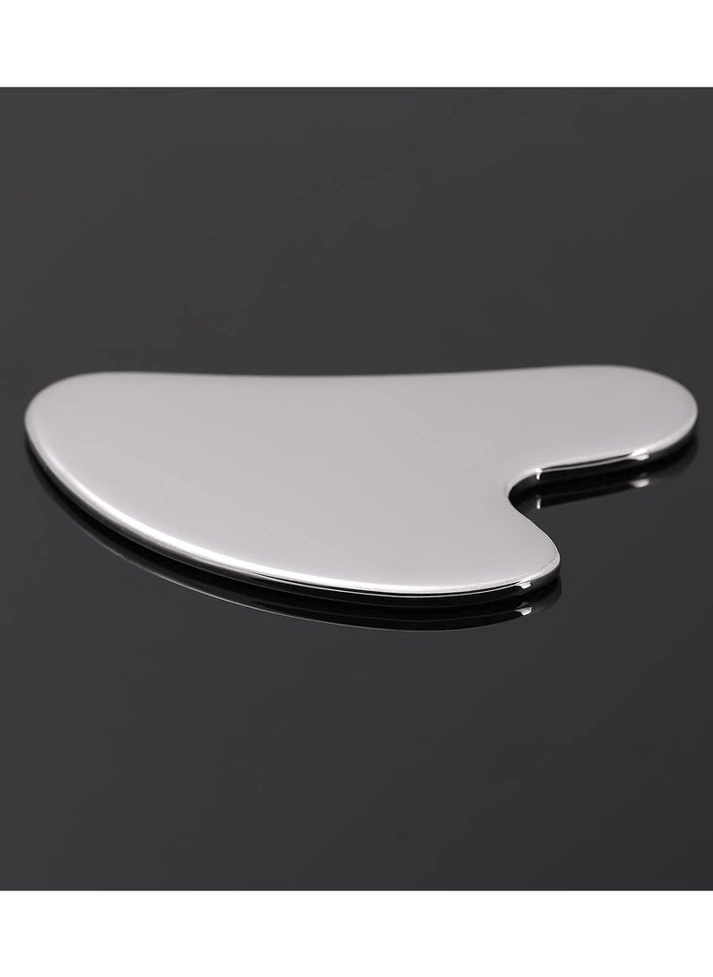 RTYY - Stainless Steel Gua Sha Facial Tools, Metal Guasha Scraping Massage Tool, Face Sculpting Tool，Lymphatic Drainage Massage Scraper for Face, Eyes, Neck, Body - Image 1