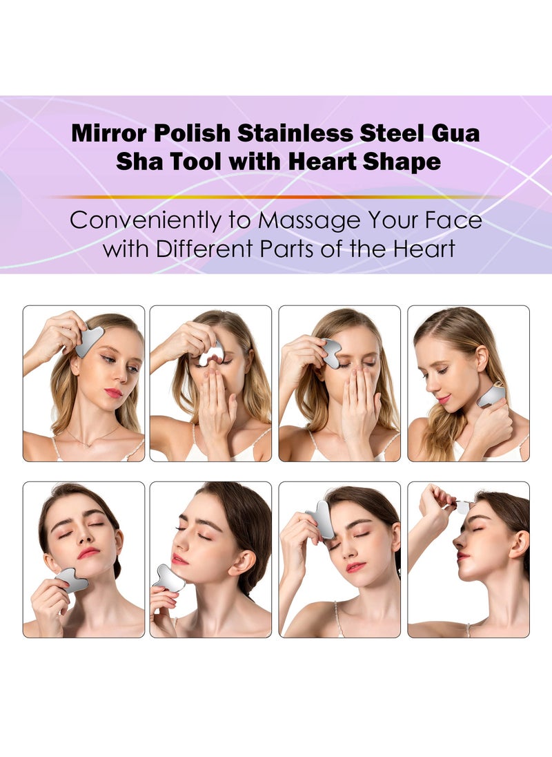 RTYY - Stainless Steel Gua Sha Facial Tools, Metal Guasha Scraping Massage Tool, Face Sculpting Tool，Lymphatic Drainage Massage Scraper for Face, Eyes, Neck, Body - Image 1