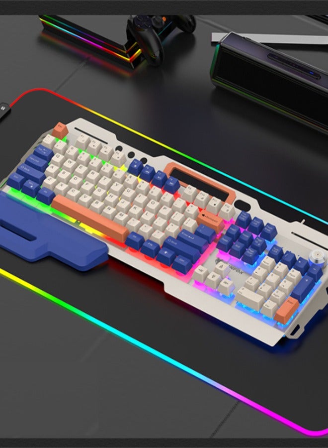 Mechanical Feel Metal Keyboard And Mouse Set White  - Image 4