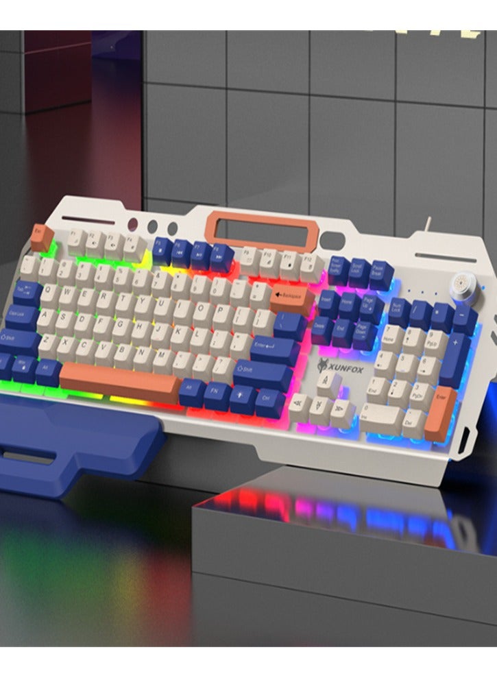 Mechanical Feel Metal Keyboard And Mouse Set White  - Image 2