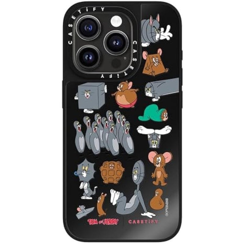 Casetify Mirror Case for iPhone 15 Pro 【Tom and Jerry Colab/Reflective / 4.9ft Drop Protection/Compatible with Magsafe】 - Pattern Sticker - Black on Black - Image 3