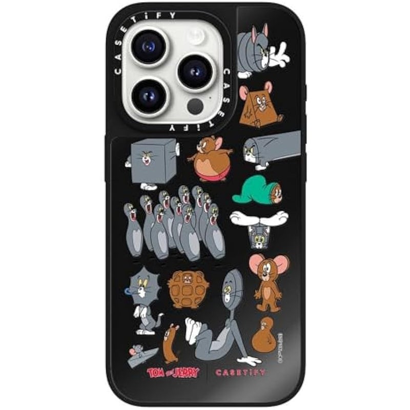 Casetify Mirror Case for iPhone 15 Pro 【Tom and Jerry Colab/Reflective / 4.9ft Drop Protection/Compatible with Magsafe】 - Pattern Sticker - Black on Black - Image 2